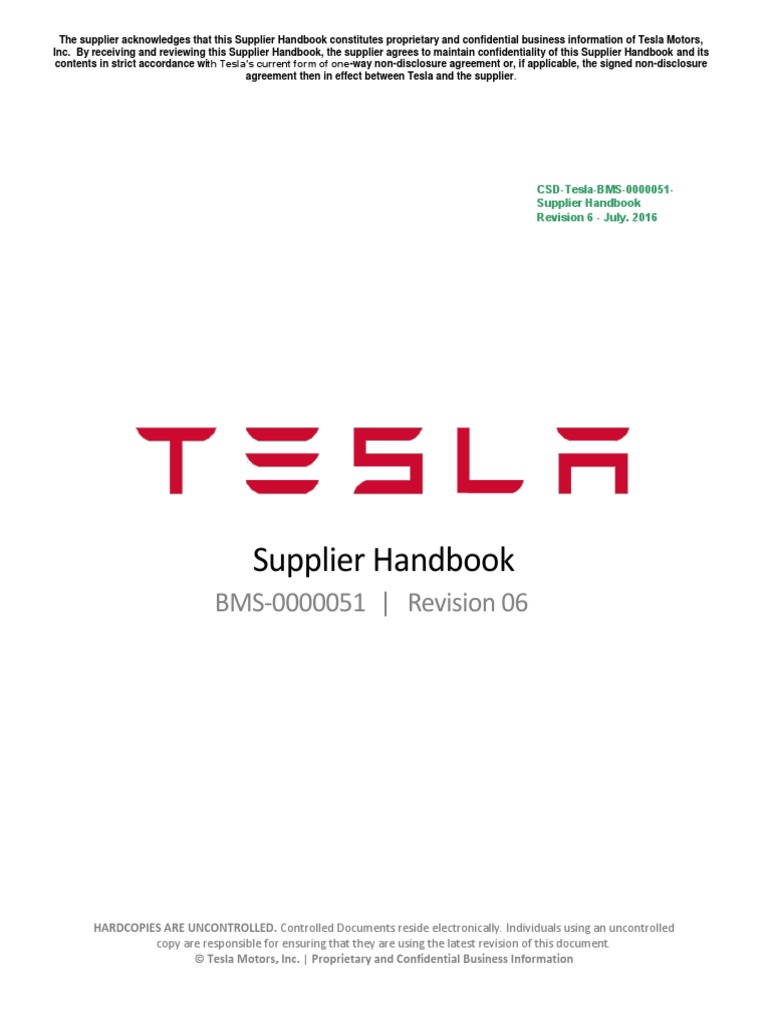 CSDTeslaBMS0000051 Rev 6 Supplier Handbook July 14,2016 PDF