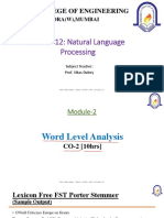 Rizvi College of Engineering: DLO8012: Natural Language Processing