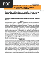 Knowledge and Practices On Infection Control Among Health Workers in Jinja Regional Referral Hospital