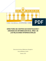 Directorio de Centros de Investigación y Unidades de Información en El Área de Las Relaciones Internacionales