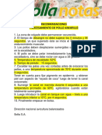 Recomendaciones Proceso de Pollo Amarillo