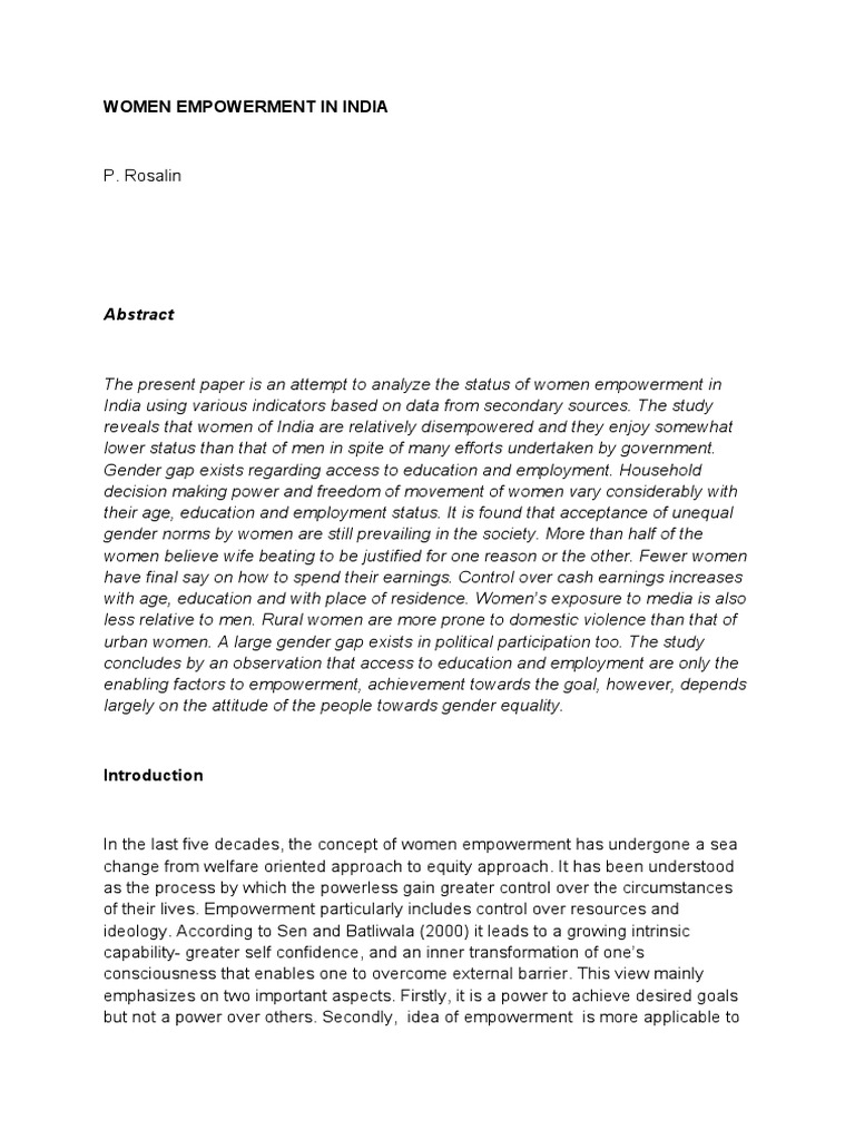 Women Empowerment Pdf Human Development Index Woman