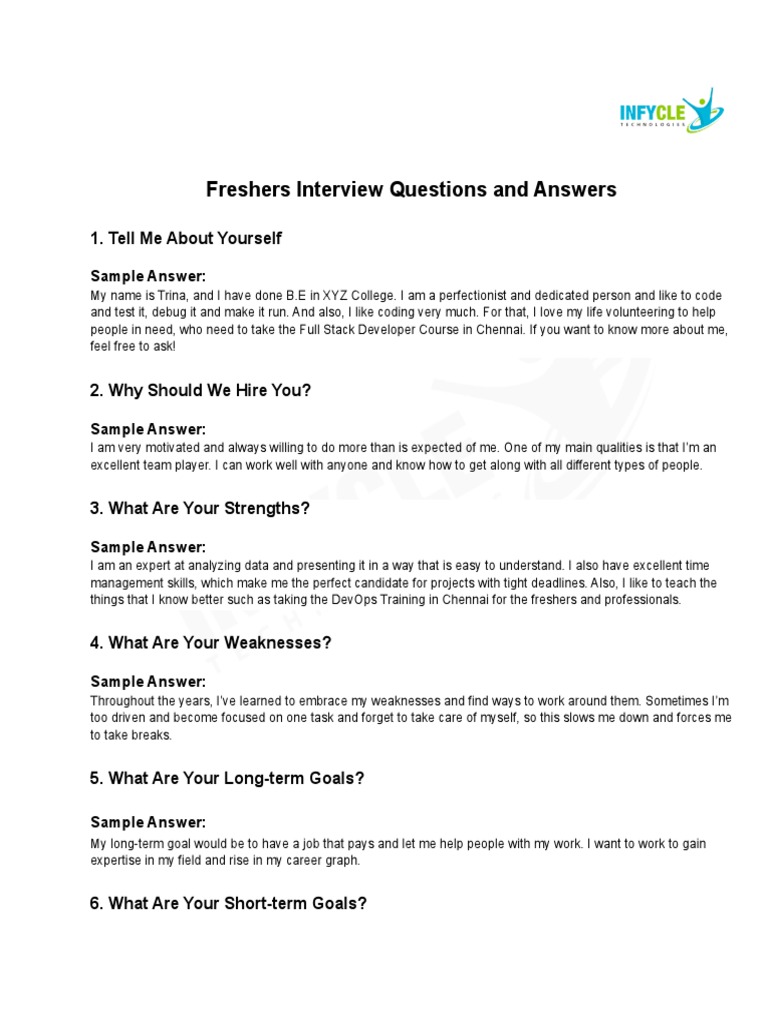 Freshers Interview Questions Answers | PDF | Learning | Psychology