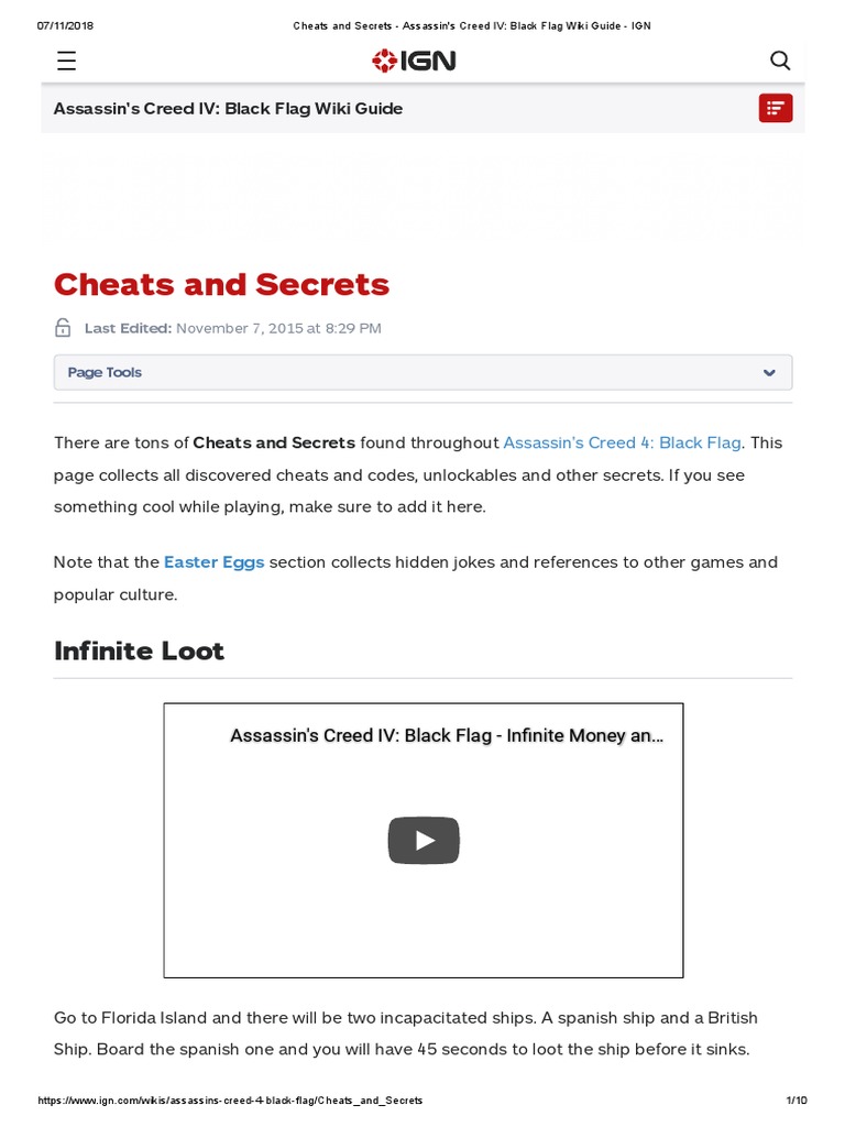 Assassin's Creed IV Black Flag Cheats PDF