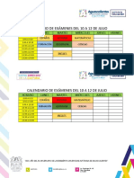 Calendario de Exámenes Del 10 A 12 de Julio