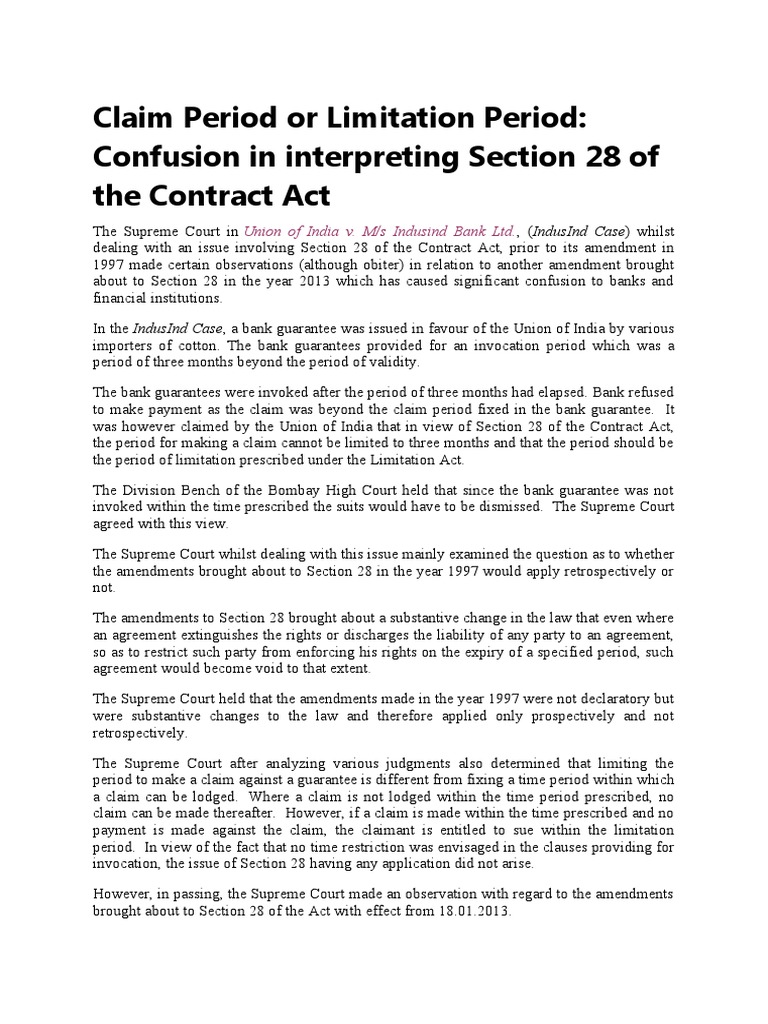 Claim Period or Limitation Period PDF Guarantee Legal Concepts
