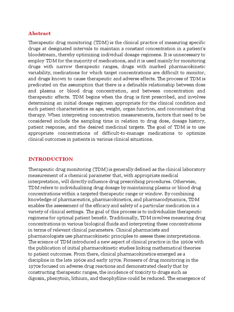 Tdm pharmacy practice project pdf chemistry dose biochemistry 