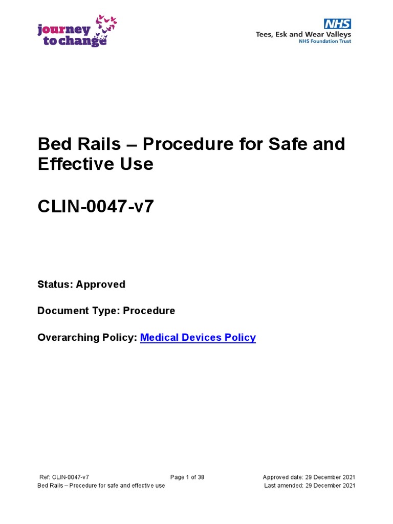 Bed Rails Safety Procedure Guide | PDF | Medical Device | Caregiver