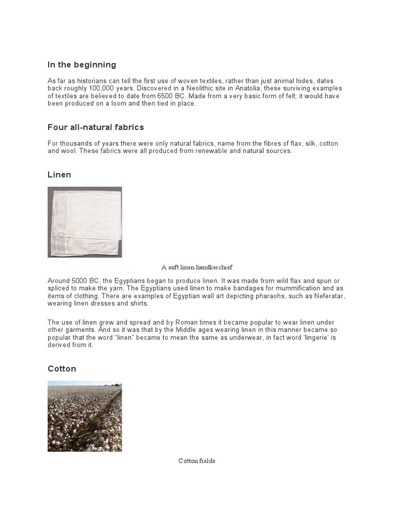 History of Fabric PDF Linens Textiles