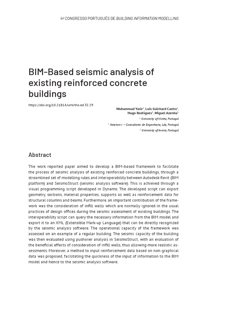 2022 Bim Based Seismic Analysis Of Existing Reinforced Concrete