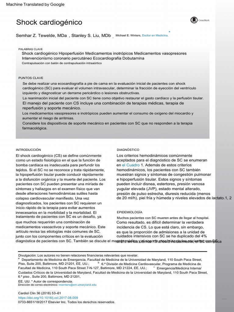 Cardiogenic Shock | PDF | Infarto de miocardio | Insuficiencia cardíaca