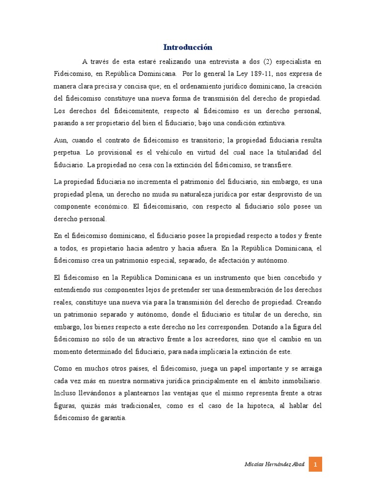 Fideicomiso en RD: Ley 189-11 y Tipos | PDF