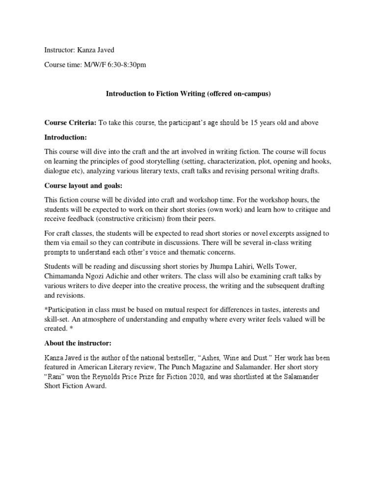 Fiction Writing Course by Kanza Javed | PDF | Language Arts ...