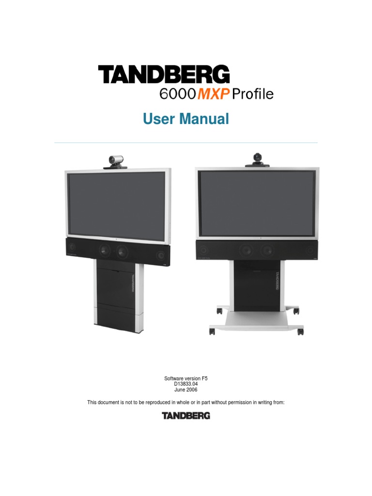 Videoconferencing Tandberg Profile 6000 MXP User Manual | PDF ...