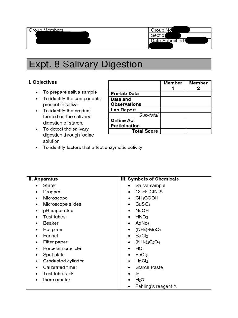 Salivary Amylase and Starch Digestion | PDF | Chemical Compounds ...