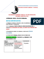 Calendario Examenes Finales y Recuperación. Ii Semestre 2022