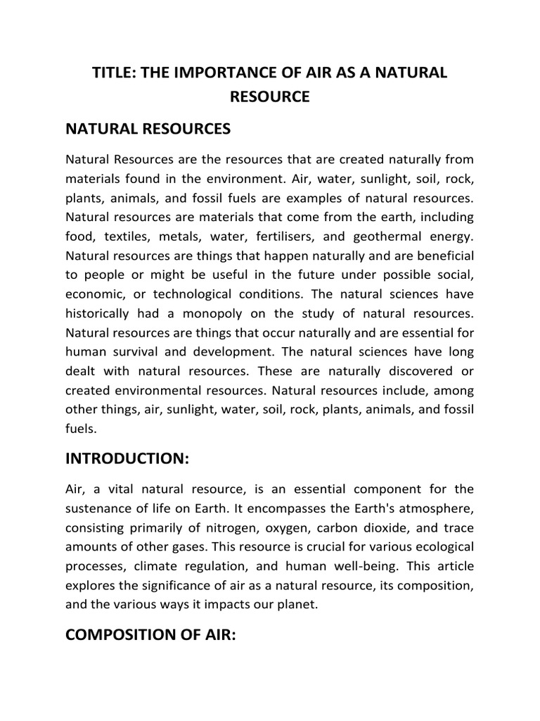 Air Natural Resource PDF Atmosphere Of Earth Air Pollution