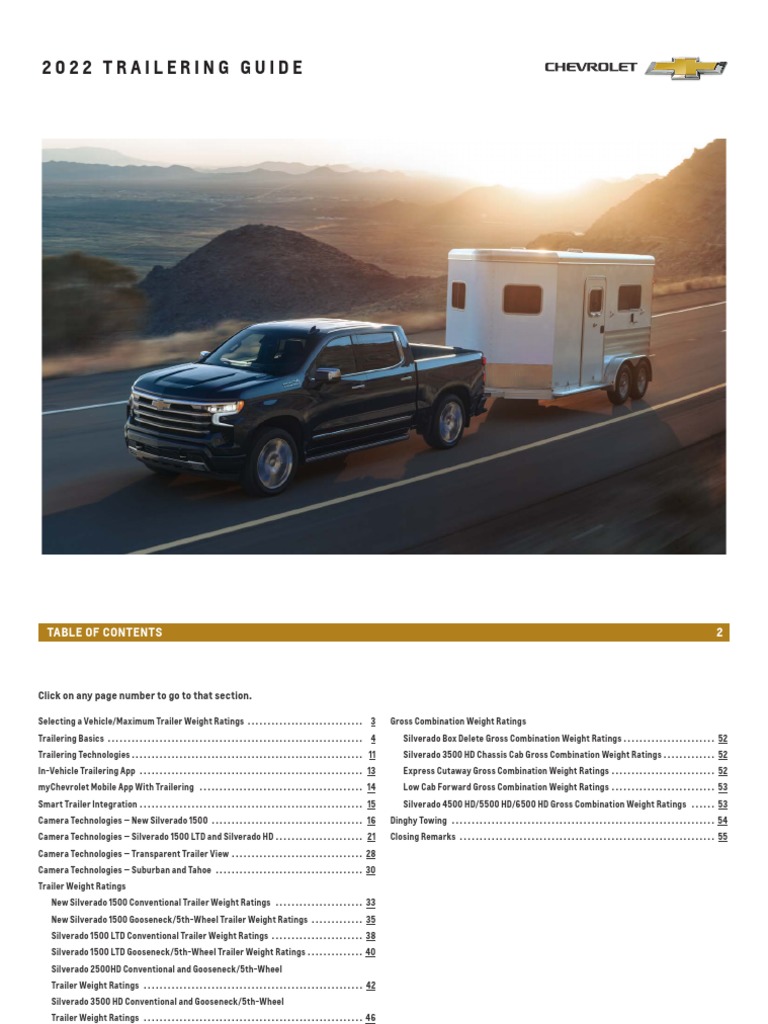 Chevrolet 2022 Trailering Guide | PDF | Trailer (Vehicle) | Chevrolet ...
