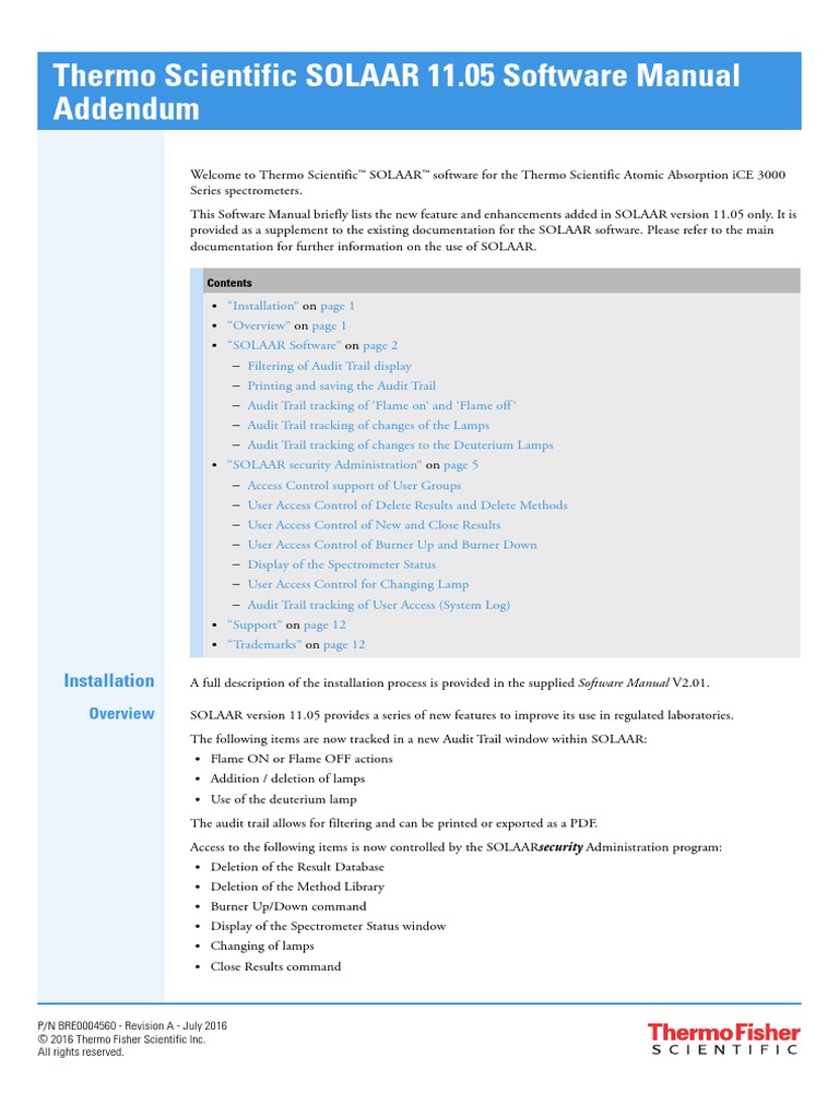 Solaar 11 05 software manual addendum bre0004560 rev a pdf