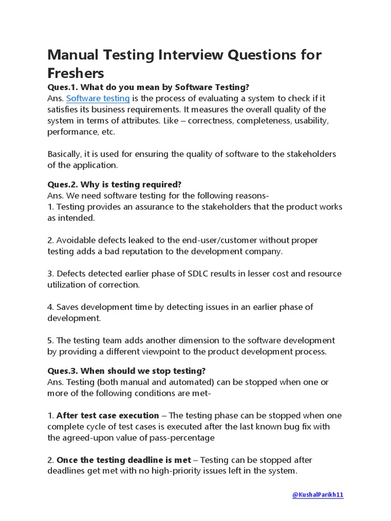 Manual Testing Interview Question | PDF | Software Testing | Scrum ...