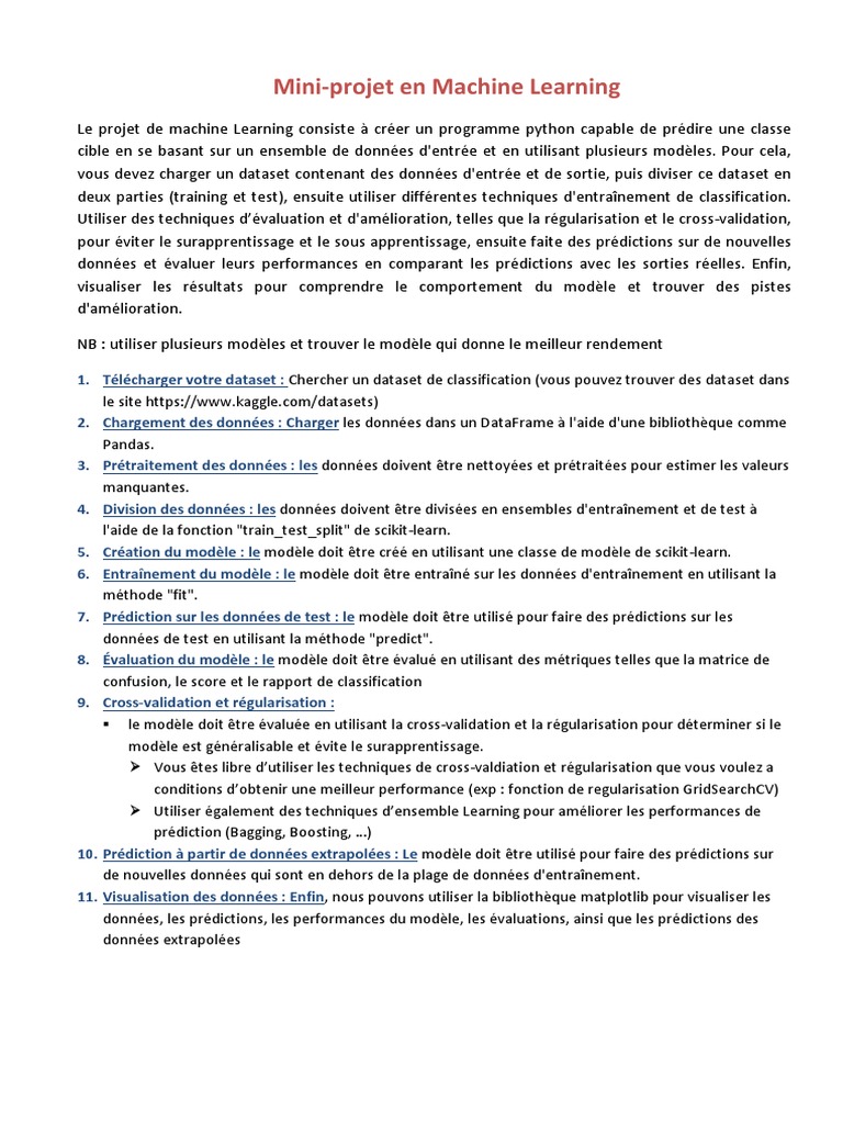 Mini-projet Python en Machine Learning | PDF | Apprentissage ...