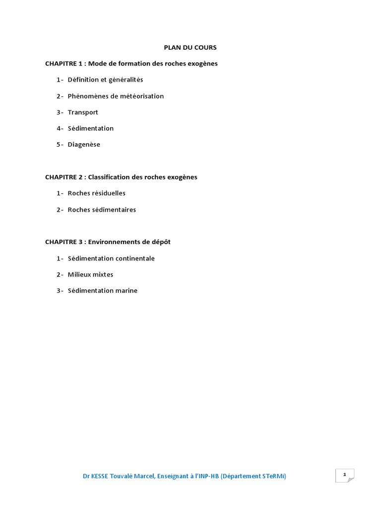 Formation et Classification des Roches Exogènes | PDF | Granit | Grès