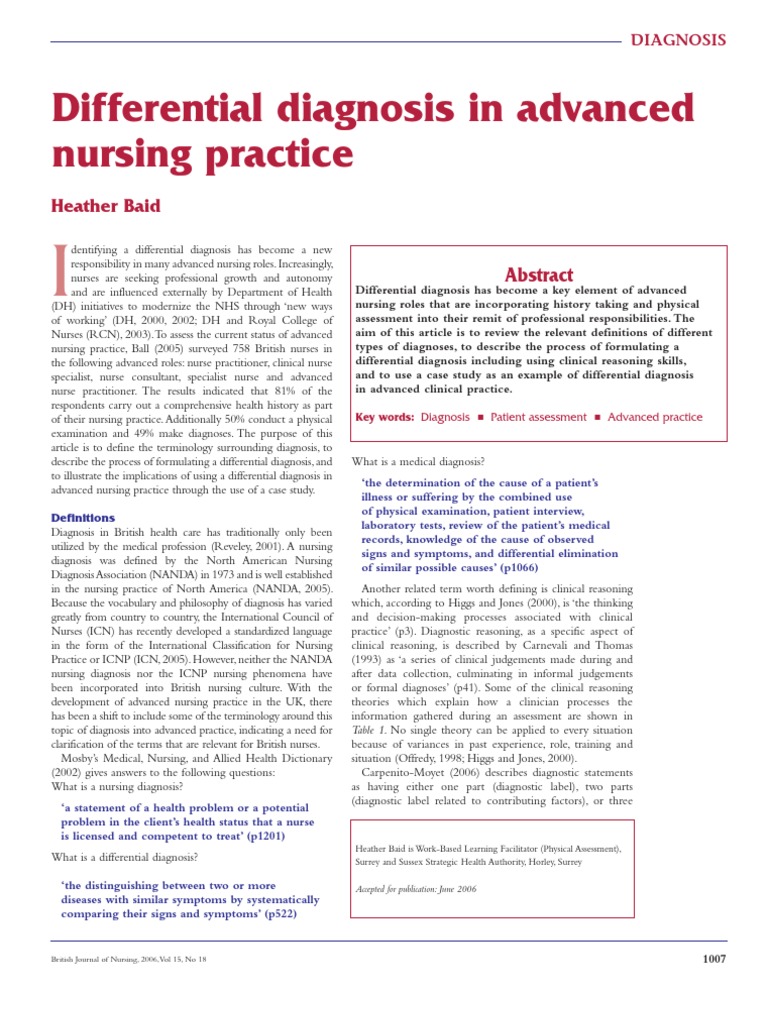 Differential Diagnosis Medical Diagnosis Differential Diagnosis