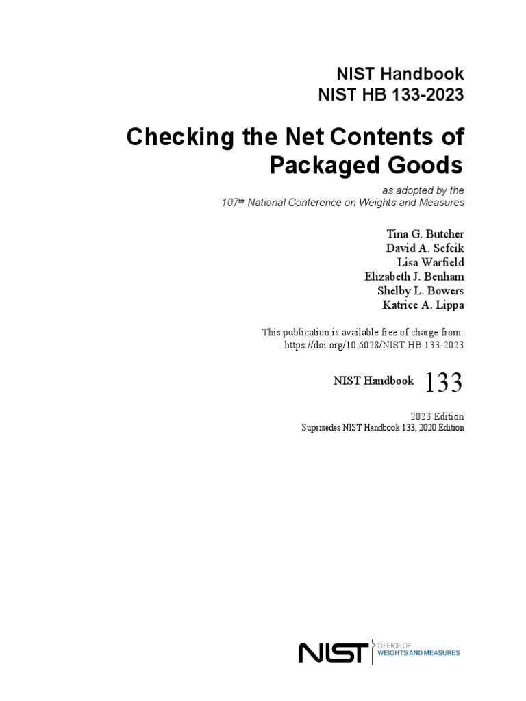 Nist Tech Pub 2023 PDF National Institute Of Standards And Technology Metrology