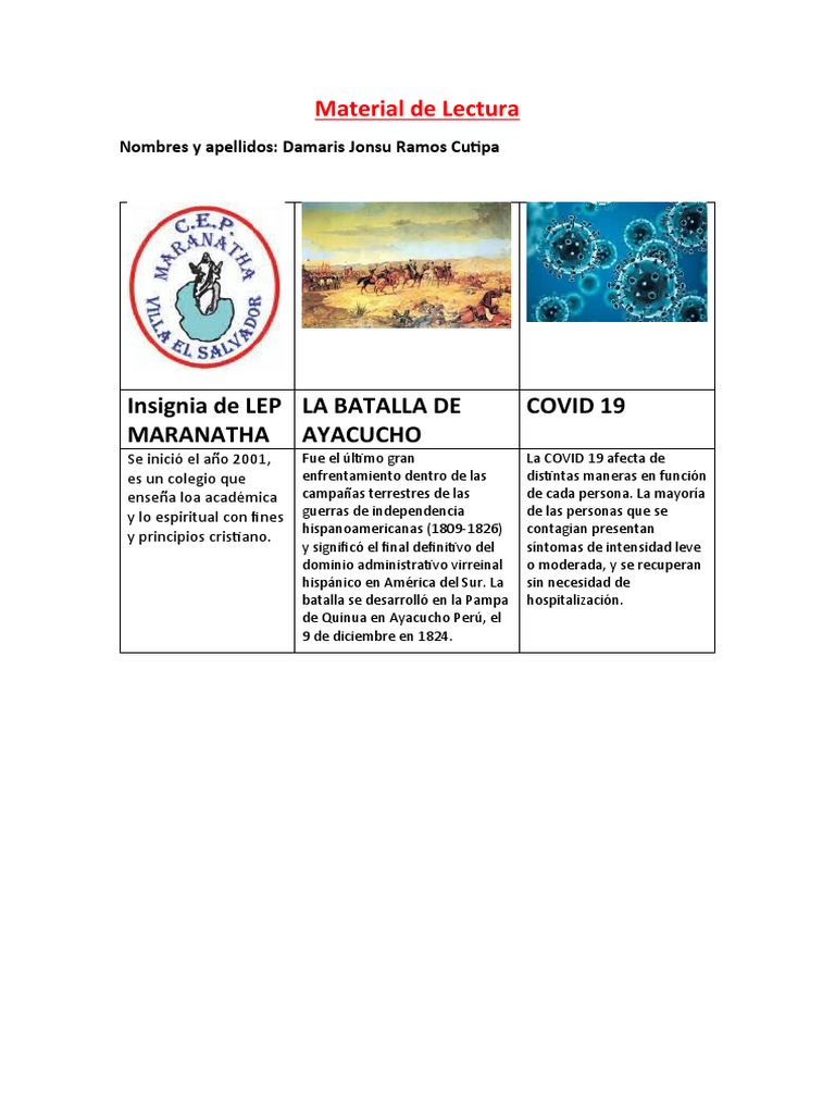 Diseño de Tabla para El Material