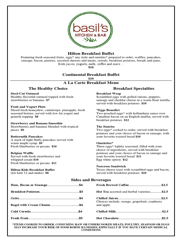 En ATLHPHF Basils Breakfast March 2013 PDF Western Cuisine Foods