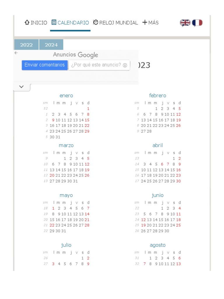 Calendario de Colombia del 2023 ¿Cuándo en el Mundo PDF