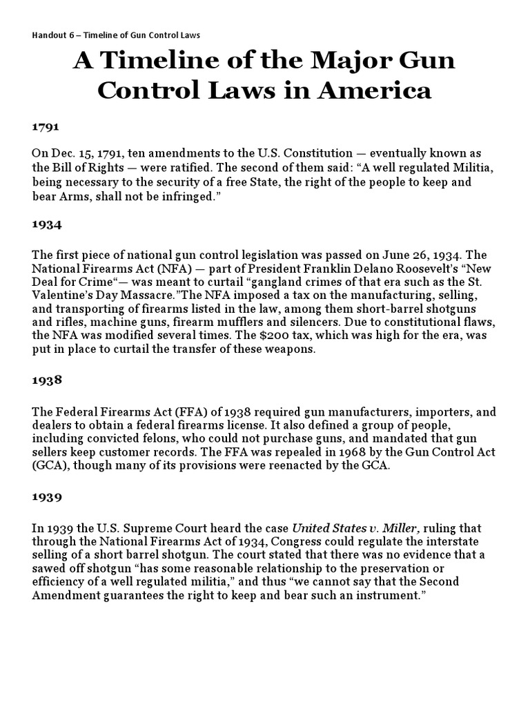 Handout 6 timeline of gun control laws pdf national instant