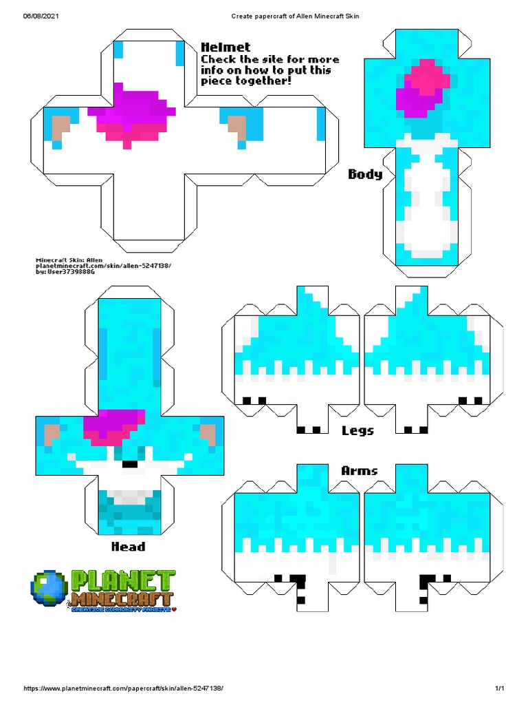 Allen Minecraft Skin Papercraft Guide | PDF