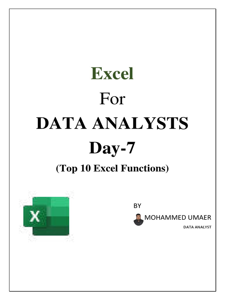 Introduction To Excel For DATA ANALYSTS Day-07 | PDF | Parameter ...