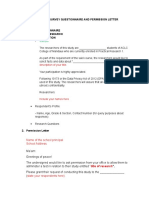Format For Survey Questionnaire and Permission Letter