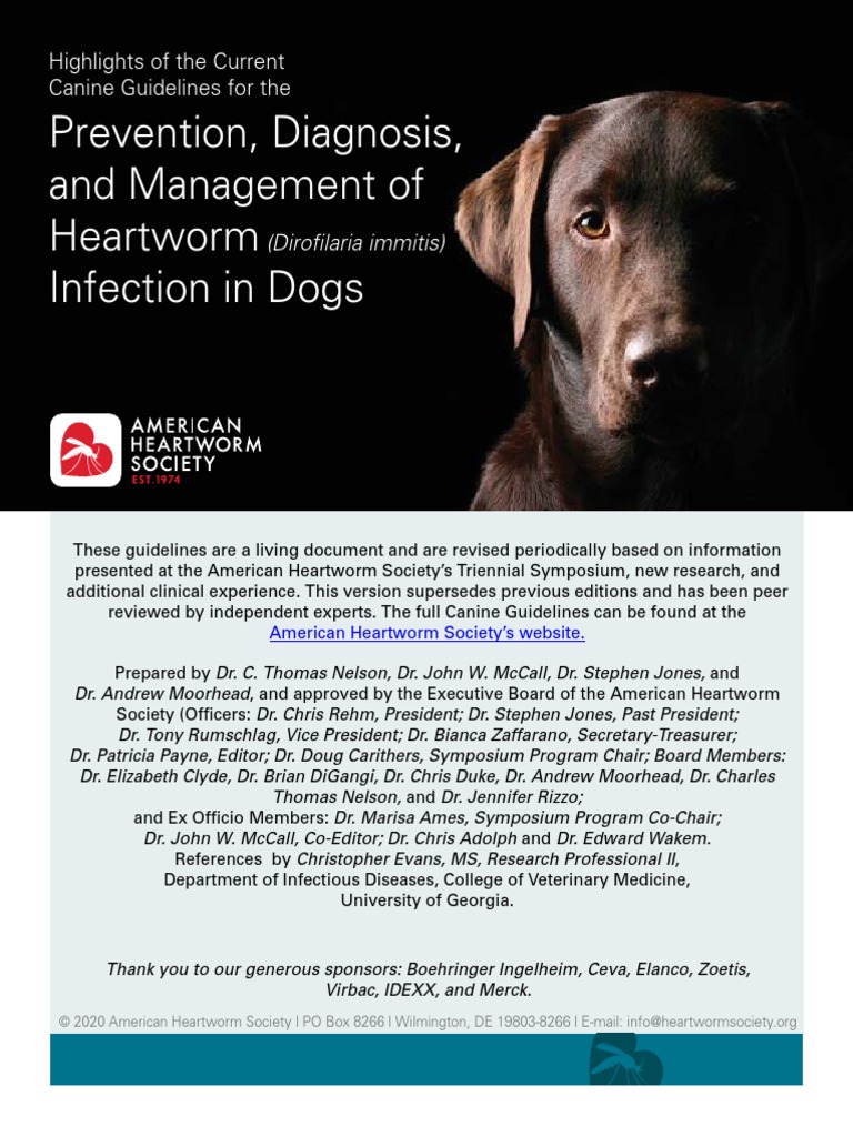 2020 AHS Canine Heartworm Guidelines Highlights PDF Infection