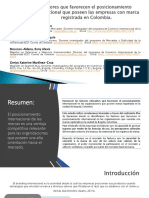 MESA 2 Factores Que Favorecen El Posicionamiento Internacional Que Poseen Las Empresas Con Marca Registrada en Colombia