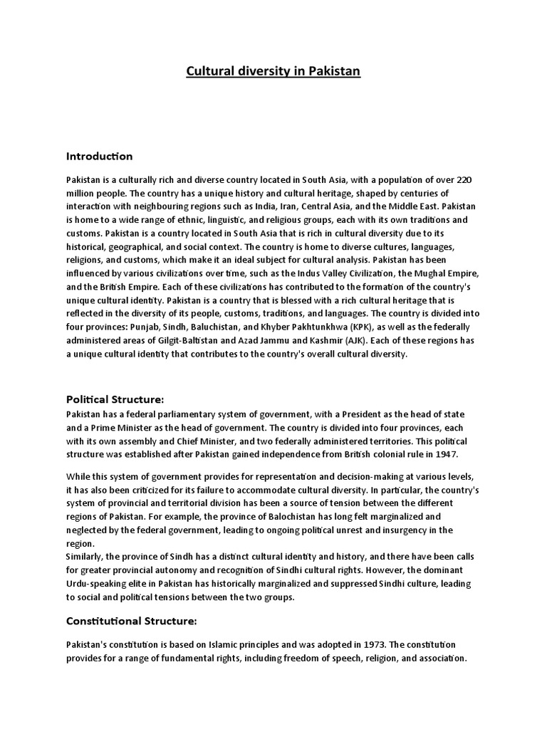 Cultural Diversity in Pakistan 27042023 100257pm | PDF | Pakistan ...