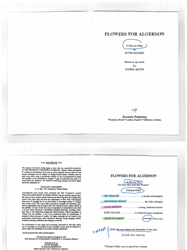 Flowers For Algernon Full Drama Text PDF