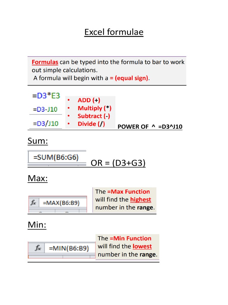 Excel Formulae GRD 8 | PDF