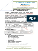 Contrato de Fabricación de Carrocería Metálica Cerrada y Alargamiento de Chasis - Carrocerias Metalicas Huaranga