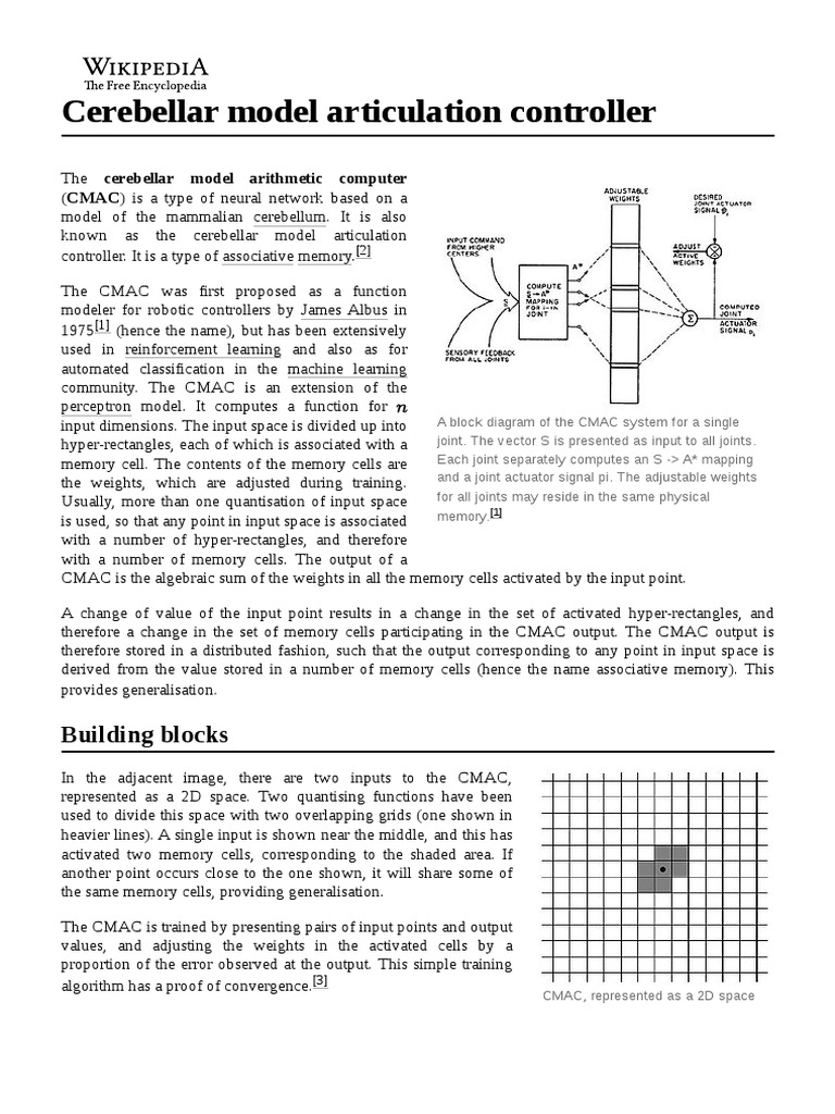 Cerebellar Model Articulation Controller | PDF | Cybernetics | Computer ...