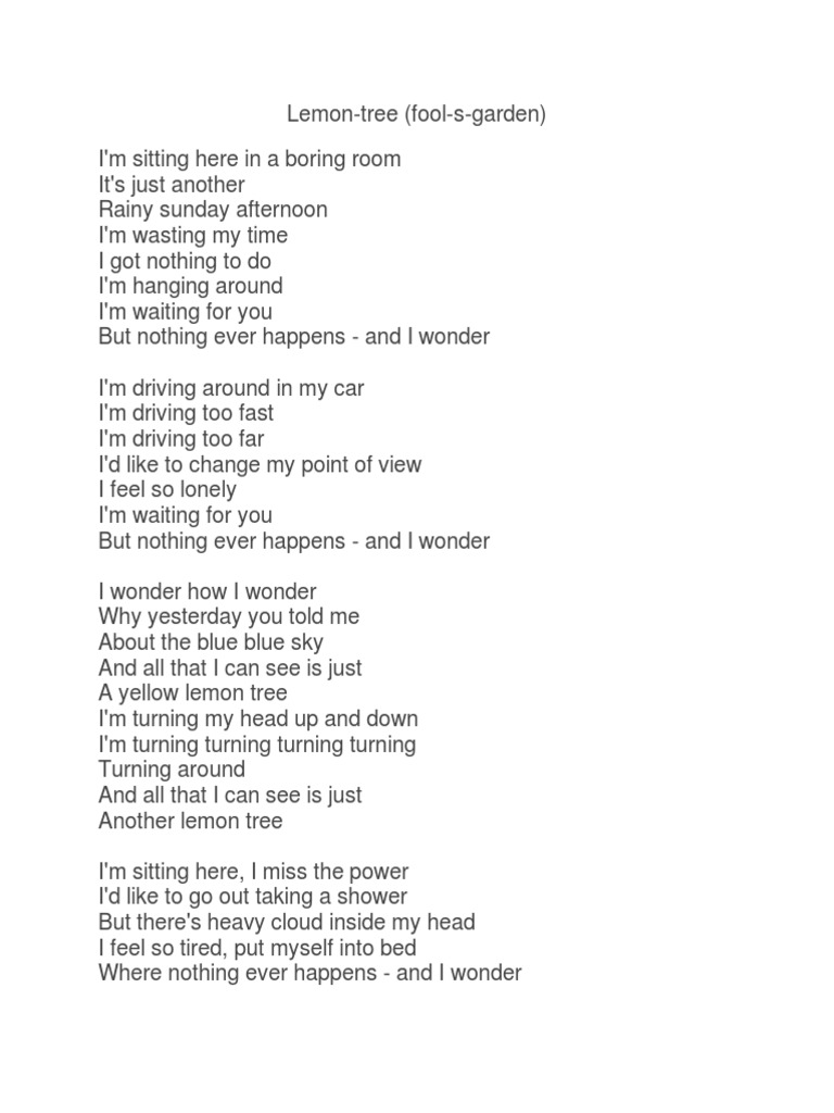 Lemon Tree Fool S Garden Pdf