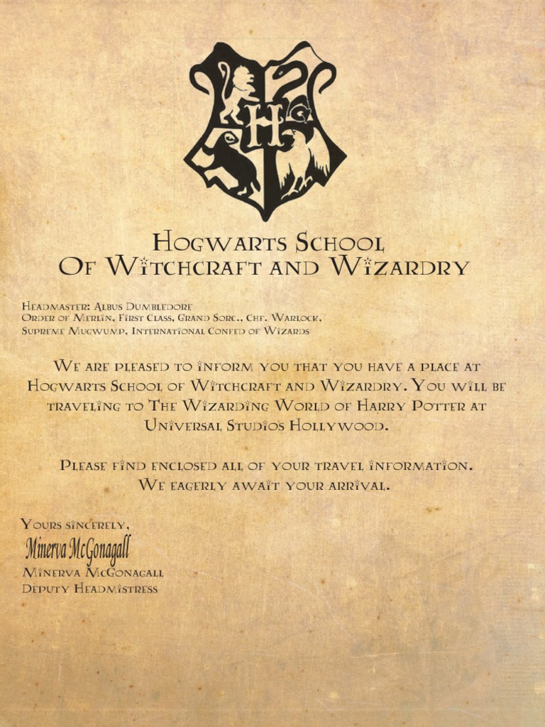 Harry Potter Letter; Free Printable Hogwarts Acceptance Letter  Harry  potter letter, Hogwarts acceptance letter, Harry potter acceptance letter
