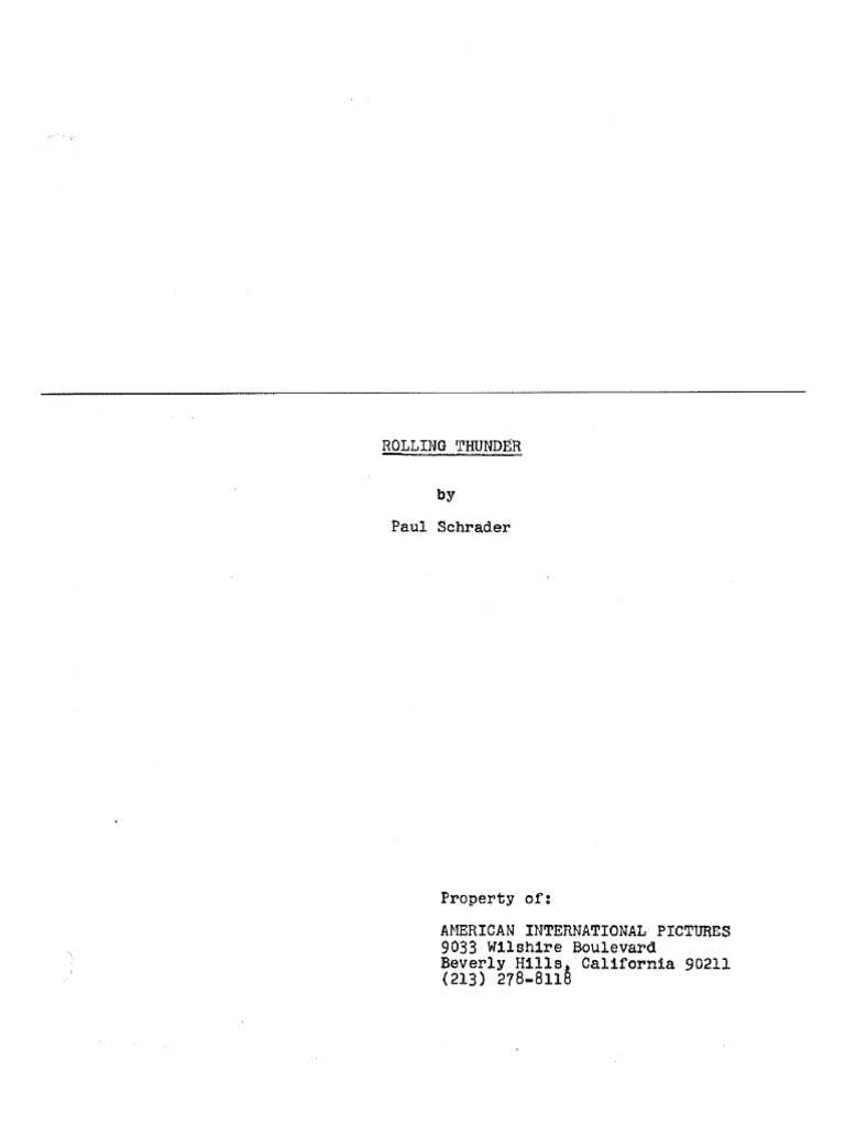 Rolling Thunder Schrader Script | PDF