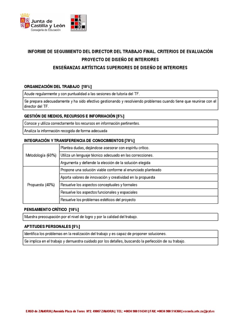 Criterios de Evaluación - Proyecto de Diseño de Interiores | PDF ...