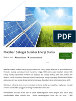 Matahari Sebagai Sumber Energi Dunia