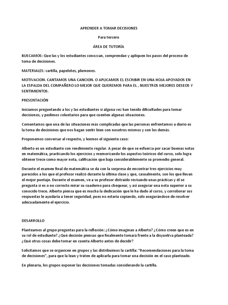 Guía para Tomar Decisiones Efectivas | PDF | Toma de decisiones | Cognición