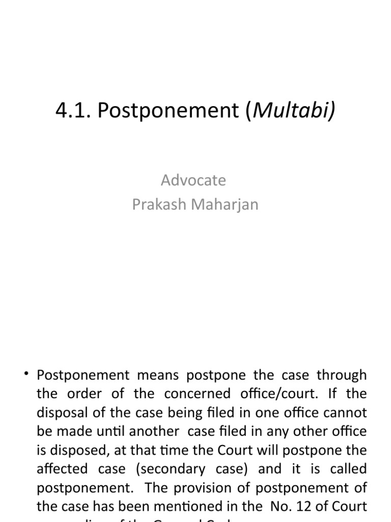 Legal Postponement Procedures Explained | PDF | Lawsuit | Detention ...