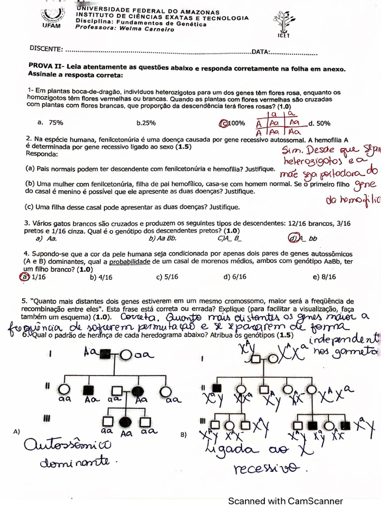 Gabarito Prova 2 Genética Pdf